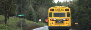 School Bus Driving on The Road